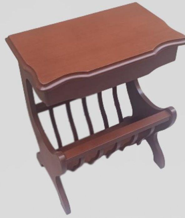 Gazete 12600 Sehpa Model Kayın MDF Torna tabla Parlak Ceviz Boya Tutmalık El Yapı - 2