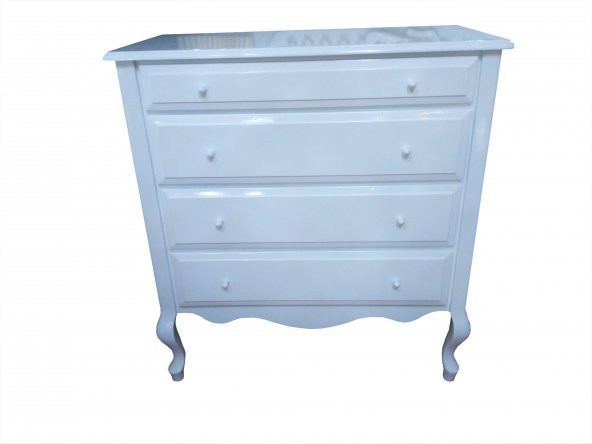 Şifonyer12602 klasik Model Kayın Aslan Ayak Çekmec Parlak Beyaz PORSELEN Kulp