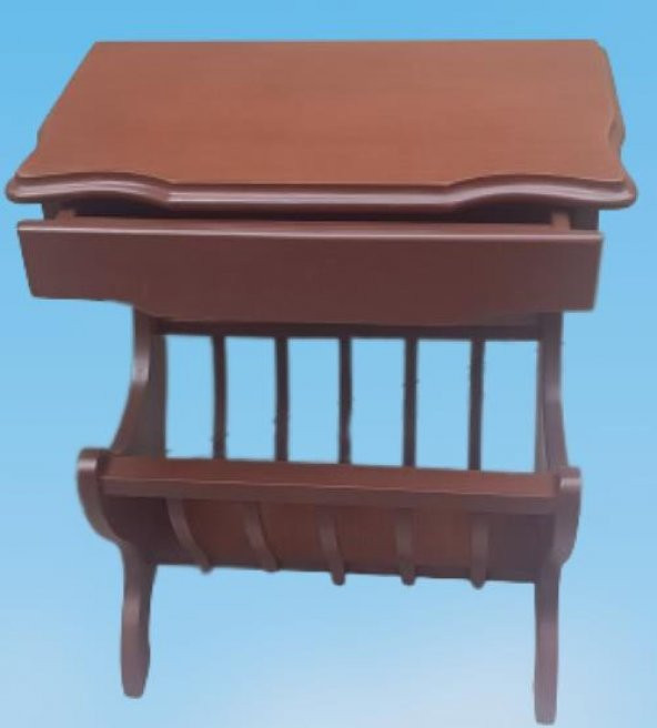 Gazete 12600 Sehpa Model Kayın MDF Torna tabla Parlak Ceviz Boya Tutmalık El Yapı - 7