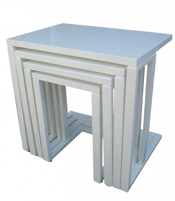 Zigon Sehpa 12610 C Model Lake Beyaz Kayın tekerlekli ayak Kutuda sevk El Yapım - Resim 2