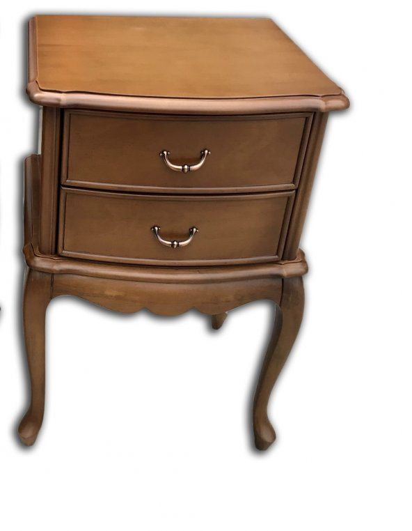 Komodin 1204 Aslan Kayın Aslan Ayak Bombe Çekm Parlak Ceviz Boya Eskitme El yapım - 2