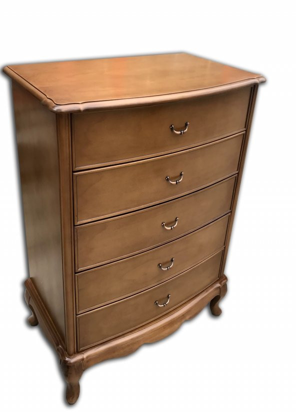 Şifonyer 12406 Model Kayın aslan Ayak Bombe Çekm Parlak Ceviz Natüre Eskitme Kulp - 3