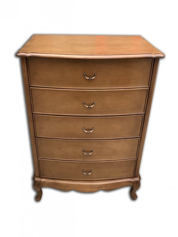 Şifonyer 12406 Model Kayın aslan Ayak Bombe Çekm Parlak Ceviz Natüre Eskitme Kulp - 2