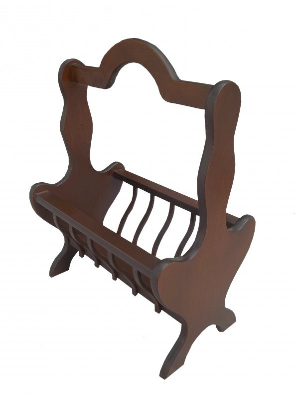 Gazete Sehpa 12621 Model Kayın MDF Torna tabla Parlak Ceviz Boya Tutmalık El Yapı