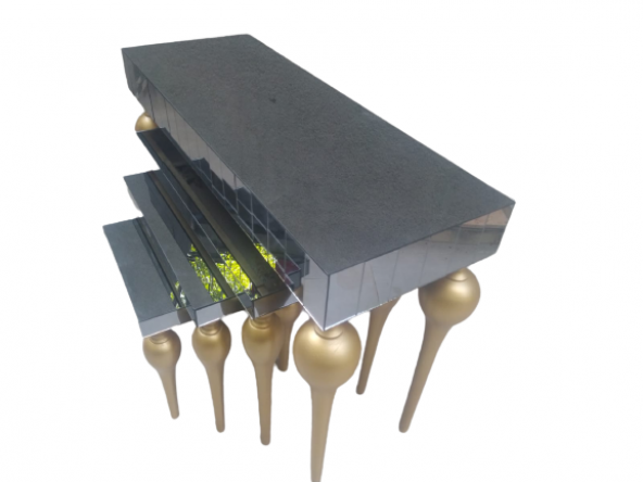 Dresuar-Zigon 12387 TOMBUL ayak Model Kayın MDF tabla gold Boya Füme cam Kaplam - 2