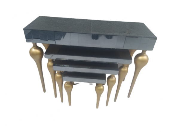 Dresuar-Zigon 12387 TOMBUL ayak Model Kayın MDF tabla gold Boya Füme cam Kaplam - 3