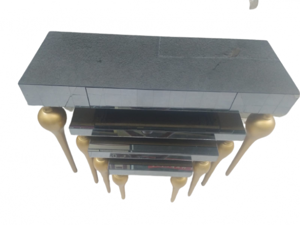 Dresuar-Zigon 12387 TOMBUL ayak Model Kayın MDF tabla gold Boya Füme cam Kaplam - 6