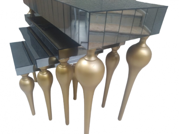 Dresuar-Zigon 12387 TOMBUL ayak Model Kayın MDF tabla gold Boya Füme cam Kaplam - 7