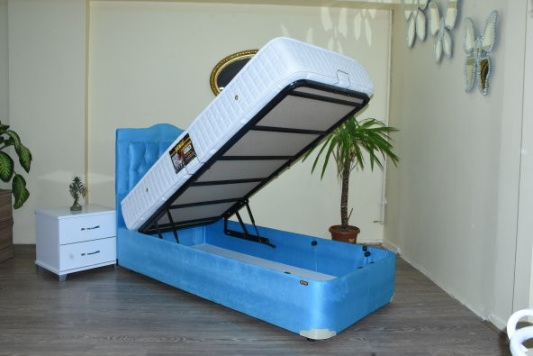 Baza-Yatak-Başlık 13440 90*190 Tay Tüy Turkuaz Mavi Kumaş Ort Pamuk Kumaş Yatak ürün görseli