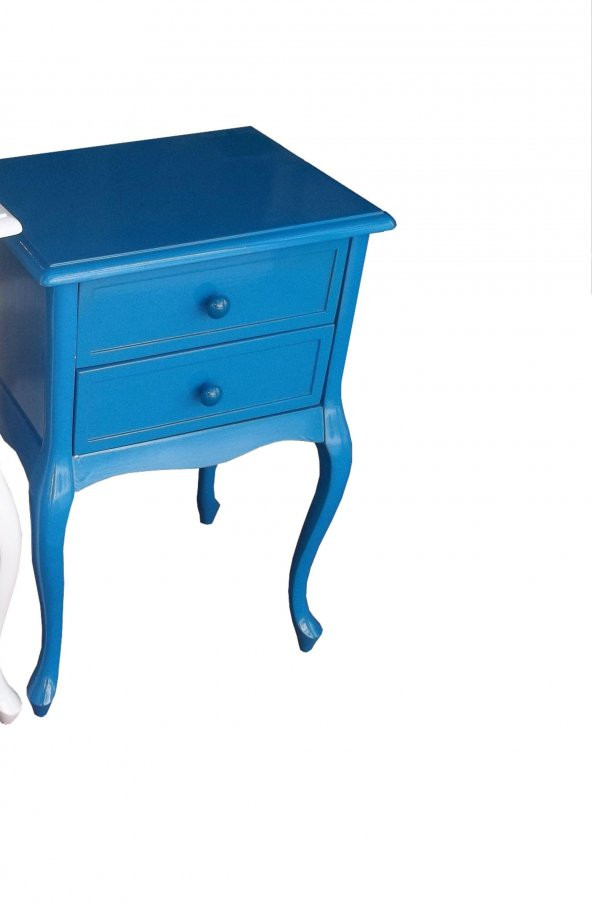 Komodin 13066 Klasik Model Kayın Aslan Ayak Çekm Mavi Lake Eskitme KULP El yapım