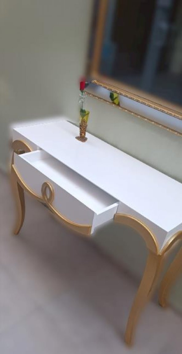 Dresuar 90012 CNC Kabartma Hayal Ayna Gold beyaz Uyum Ahşp MDF Kayın Ayk El yapım - 8
