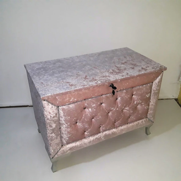 Çeyiz 12350 Kapitone Büyük Tekli Model PEMBE Kadife Kumaş İçi tela El Yapı - 2