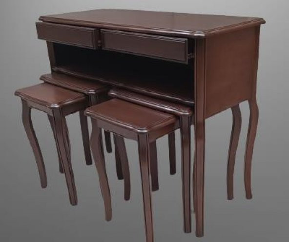 Dresuar-zigon ILGZ 90018 Klasik Model KAYIN Çift zigon Parlak ceviz Renk El Yapım - 7
