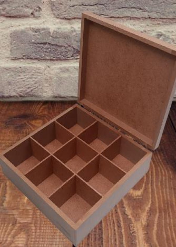 Hobi 90022 Dekoratif Model Takı Kutusu Bölmeli Ahşap HAM MDF El Yapımı - 4