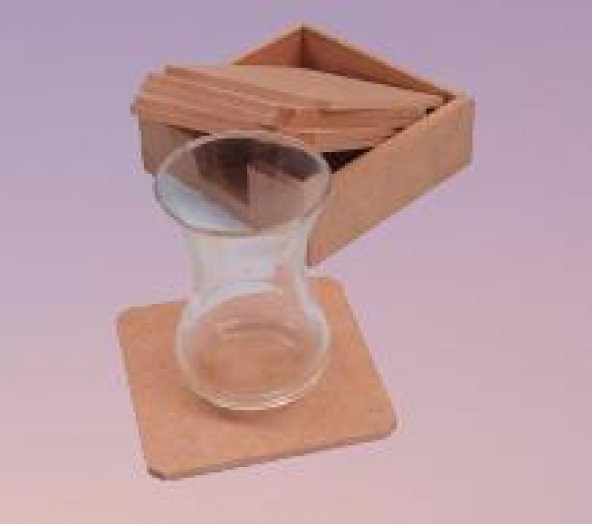 Hobi 90024 Dekoratif Model Tabak Altı Seti Kare Ahşap HAM MDF El Yapımı