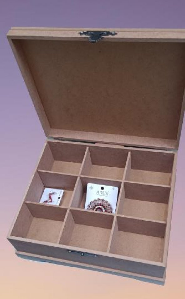 Hobi 90023 Dekoratif Model 3lü Makyaj Kutu Set Ahşap HAM MDF El Yapımı - 5