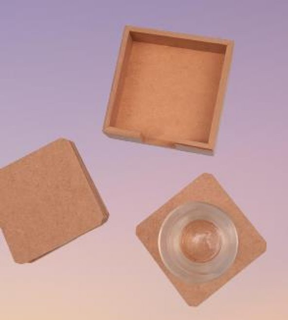 Hobi 90024 Dekoratif Model Tabak Altı Seti Kare Ahşap HAM MDF El Yapımı - 4