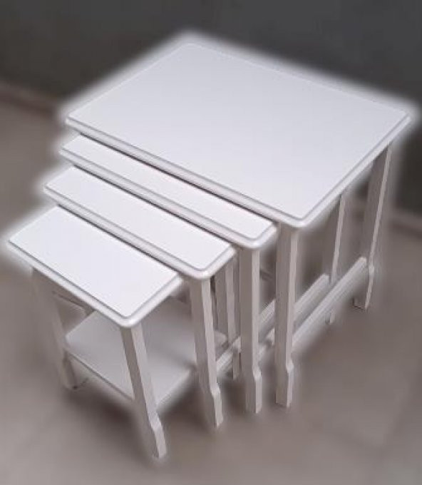 Zigon ILGZ 90014 Sehpa Kayın Ahşap Klasik Model Parlak Beyaz Lake Renk El Yapım - Resim 2