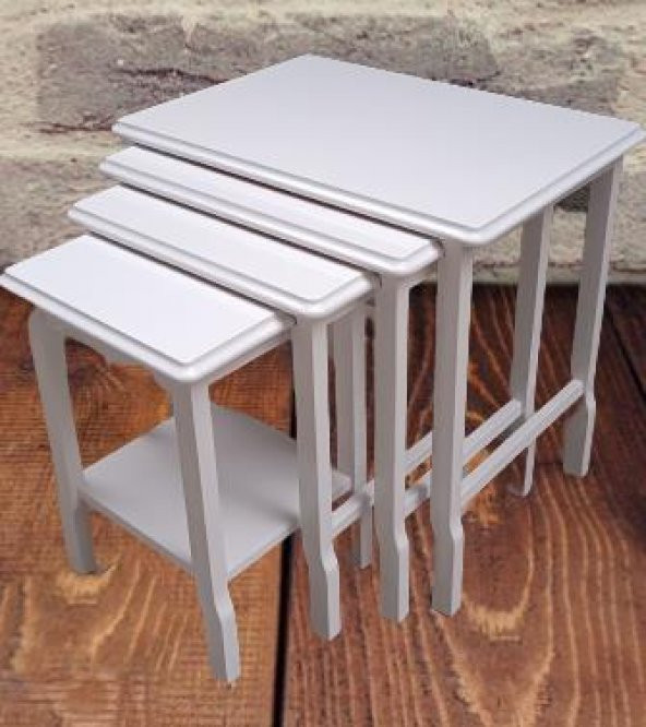 Zigon ILGZ 90014 Sehpa Kayın Ahşap Klasik Model Parlak Beyaz Lake Renk El Yapım - Resim 3