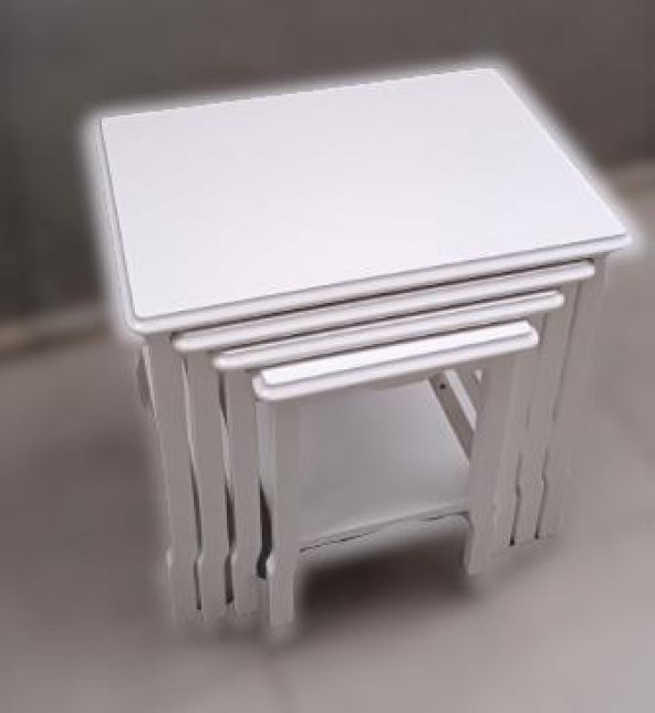 Zigon ILGZ 90014 Sehpa Kayın Ahşap Klasik Model Parlak Beyaz Lake Renk El Yapım - Resim 4