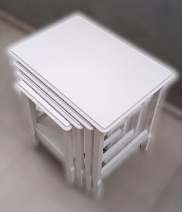 Zigon ILGZ 90014 Sehpa Kayın Ahşap Klasik Model Parlak Beyaz Lake Renk El Yapım - Resim 5