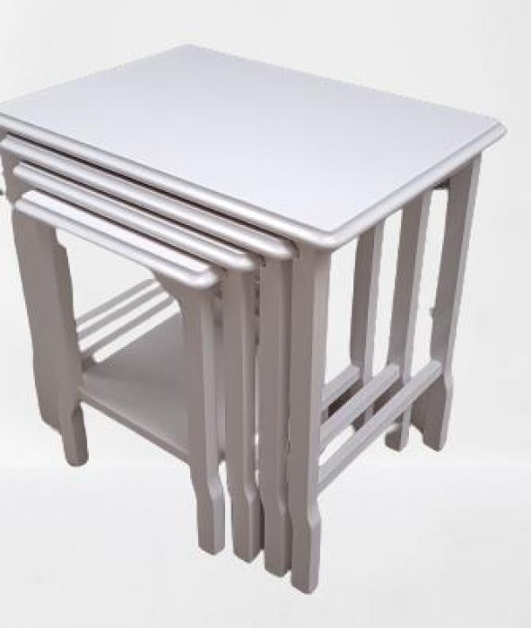 Zigon ILGZ 90014 Sehpa Kayın Ahşap Klasik Model Parlak Beyaz Lake Renk El Yapım - Resim 7