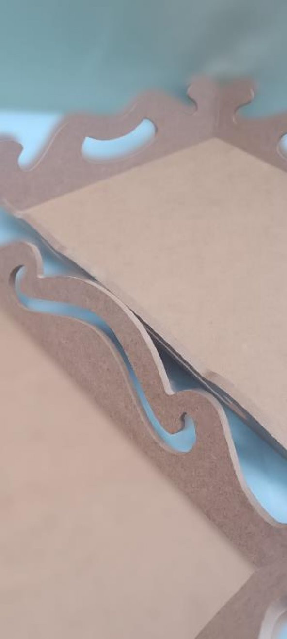 Hobi 90029 ekoratif Model Öymalı Dalga Tepsi Takımı Ahşap HAM MDF El Yapımı