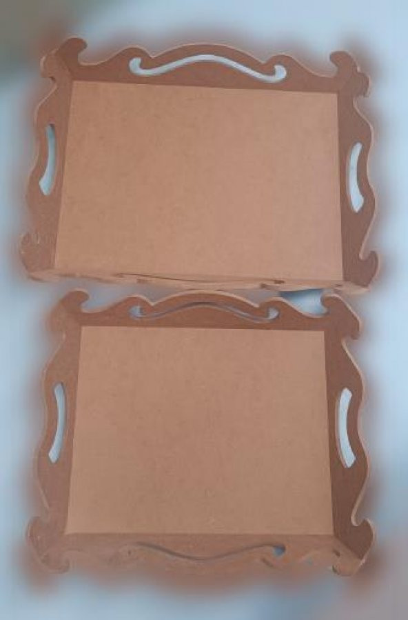 Hobi 90029 ekoratif Model Öymalı Dalga Tepsi Takımı Ahşap HAM MDF El Yapımı - 3