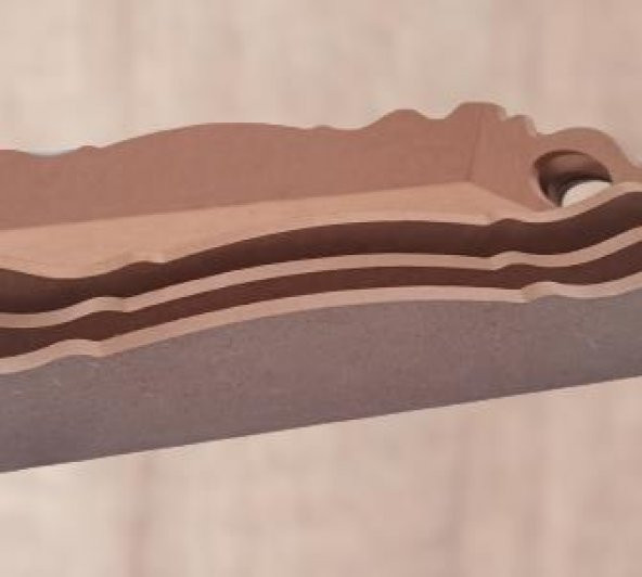 Hobi 90030 Dekoratif Model Üçlü Tepsi Seti Dalgalı Kenar Ahşap HAM MDF El Yapımı - 4