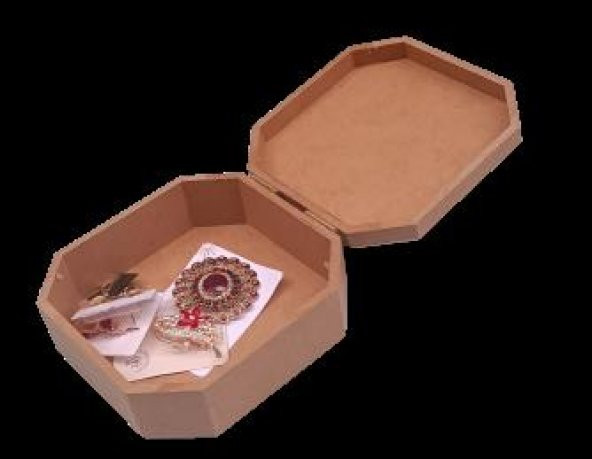 Hobi 90031 Dekoratif Model Öğrenci Kutusu Altıgen Ahşap HAM MDF El Yapımı - 4