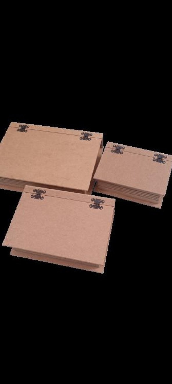 Hobi 90033 Dekoratif Model Üçlü Takı Kutusu Ahşap HAM MDF El Yapımı - 2