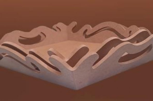 Hobi 90029 ekoratif Model Öymalı Dalga Tepsi Takımı Ahşap HAM MDF El Yapımı - 6