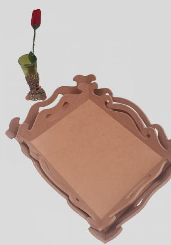 Hobi 90029 ekoratif Model Öymalı Dalga Tepsi Takımı Ahşap HAM MDF El Yapımı - 7