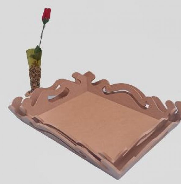 Hobi 90029 ekoratif Model Öymalı Dalga Tepsi Takımı Ahşap HAM MDF El Yapımı - 9