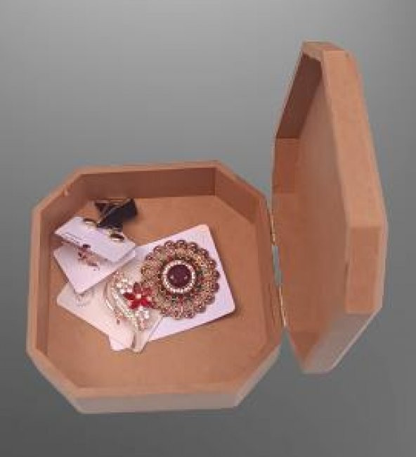 Hobi 90031 Dekoratif Model Öğrenci Kutusu Altıgen Ahşap HAM MDF El Yapımı - 6