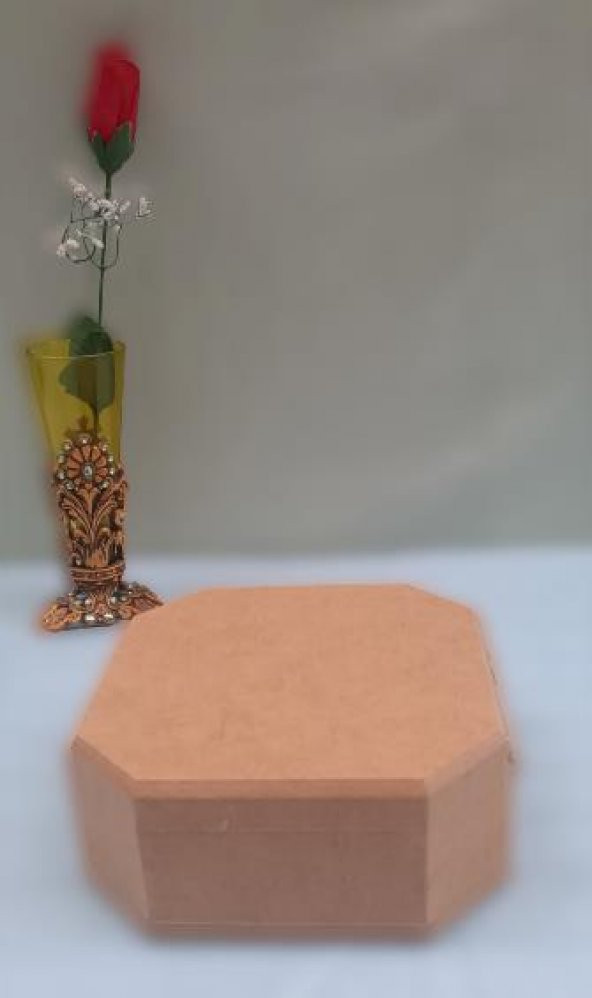 Hobi 90031 Dekoratif Model Öğrenci Kutusu Altıgen Ahşap HAM MDF El Yapımı - 9