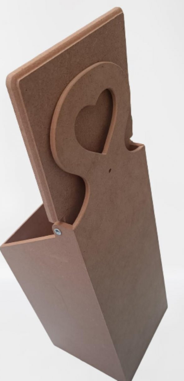 Hobi Dekoratif Model Poşet Kutusu Ahşap MDF HAM  kalpli El Yapımı