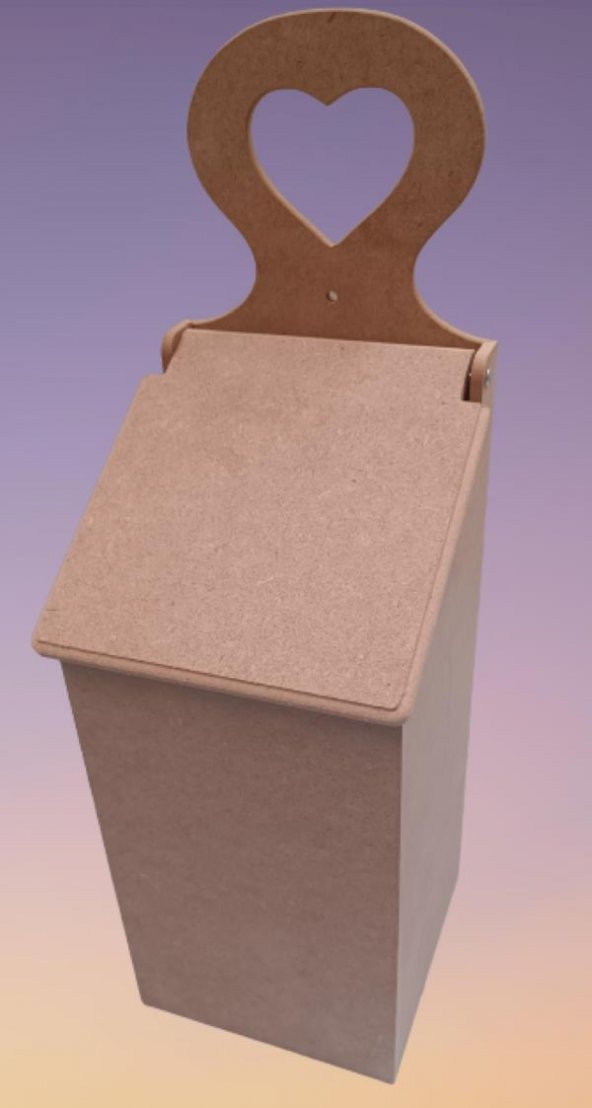 Hobi 90045 Dekoratif Model Poşet Kutusu Ahşap MDF HAM  kalpli El Yapımı - 4