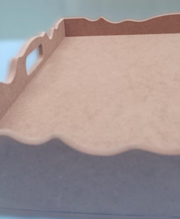 Hobi 90049 Dekoratif Tepsi Ayaklı Dikdörtgen HAM Ahşap MDF Model El Yapımı