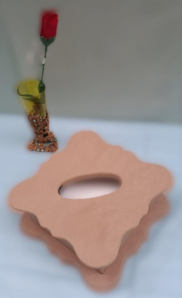 Hobi 90051 Dekoratif Model Peçetelik Kutu HAM Ahşap MDF El Yapımı - 5