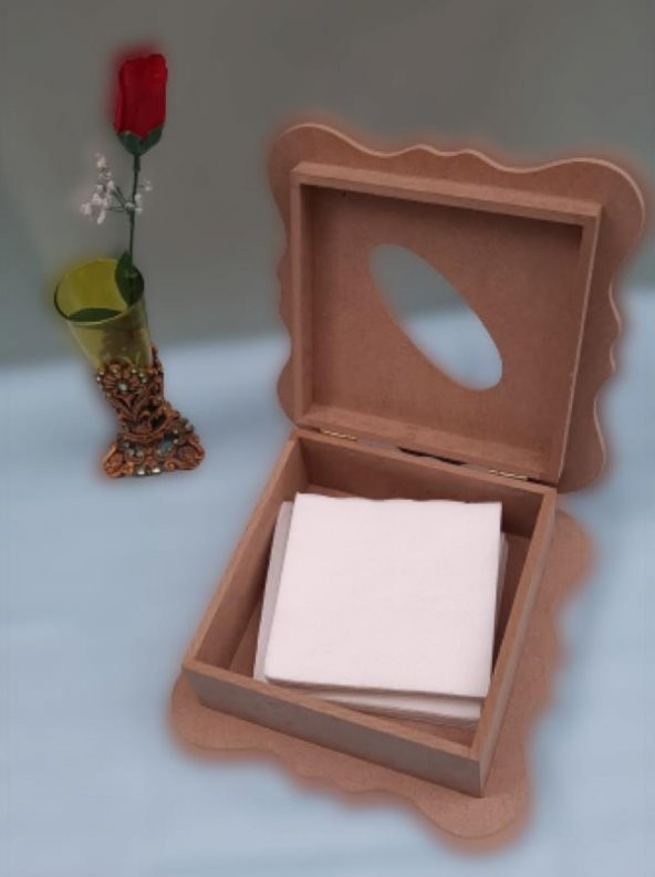 Hobi 90051 Dekoratif Model Peçetelik Kutu HAM Ahşap MDF El Yapımı - 6