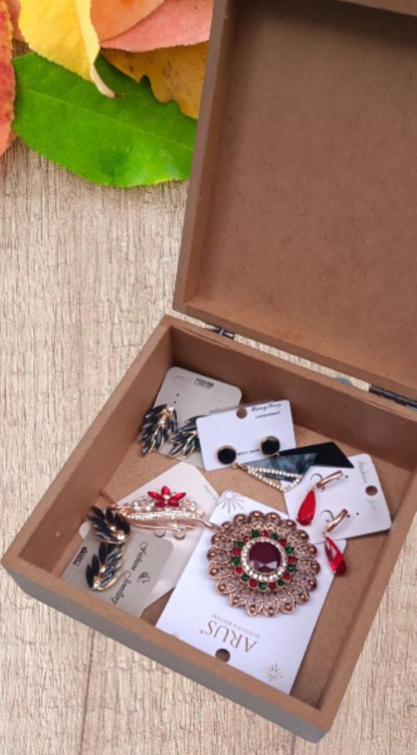 Hobi 90052 Dekoratif Model Öğrenci Ve Makyaj Kutu Ahşap MDF HAM El Yapımı - 3