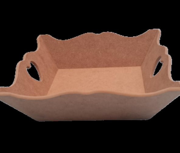Hobi Dekoratif 90057 Model Ekmek Tepsi Dalgalı Kenar Kalpli Ahşap MDF El Yapımı - 3