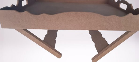 Hobi 90049 Dekoratif Tepsi Ayaklı Dikdörtgen HAM Ahşap MDF Model El Yapımı - 3