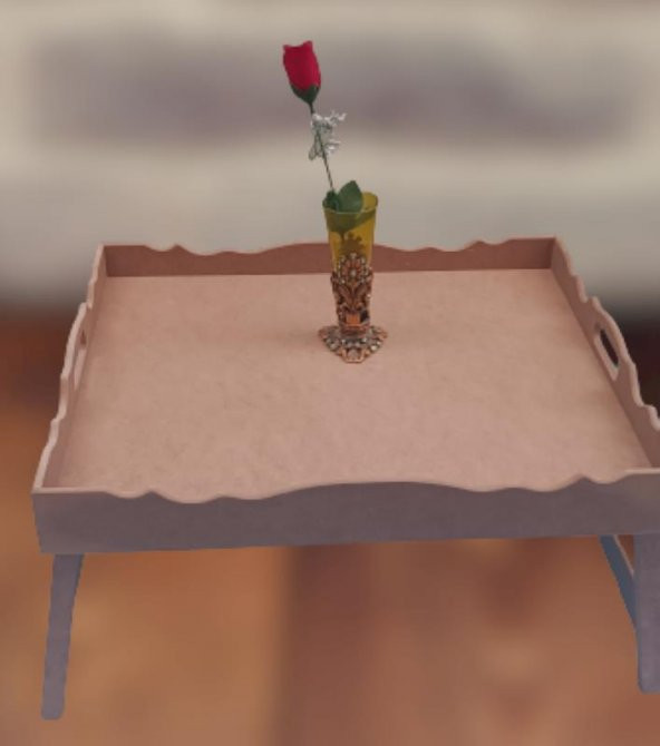 Hobi 90049 Dekoratif Tepsi Ayaklı Dikdörtgen HAM Ahşap MDF Model El Yapımı - 6