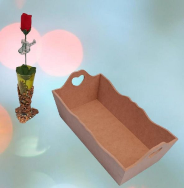 Hobi 90056 Dekoratif Model Ekmek Tepsisi Ahşap MDF Kalpli El Yapımı - 6