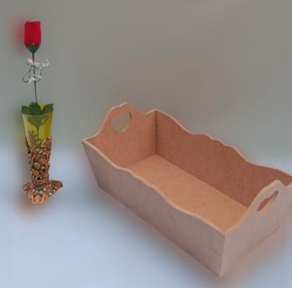 Hobi 90056 Dekoratif Model Ekmek Tepsisi Ahşap MDF Kalpli El Yapımı - 7