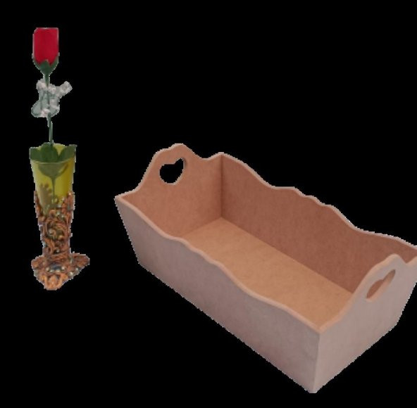 Hobi 90056 Dekoratif Model Ekmek Tepsisi Ahşap MDF Kalpli El Yapımı - 8