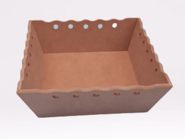 Hobi Dekoratif Model Ekmek Sepeti Dalgalı Kenar Oymalı HAM MDF Ahşap EL Yapımı