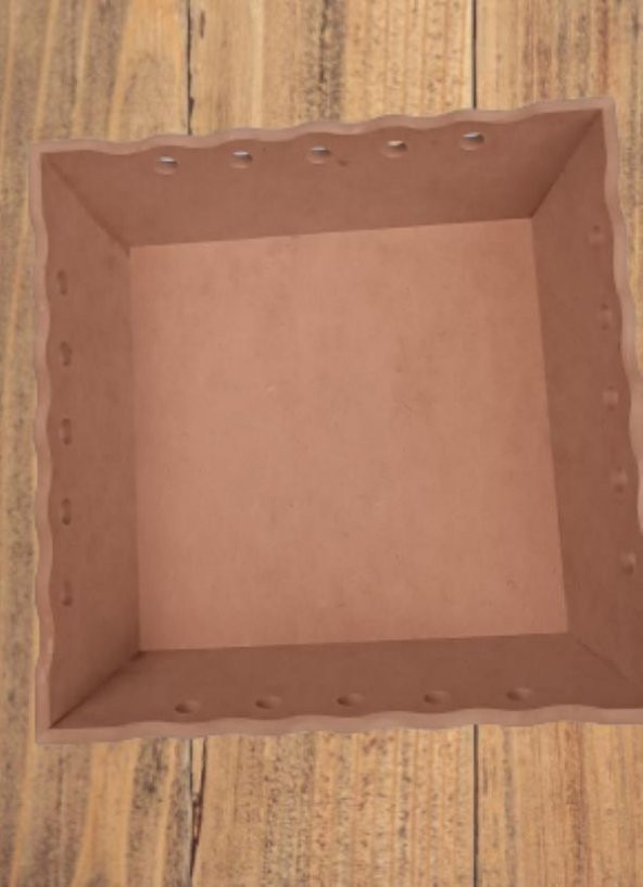 Hobi Dekoratif Model Ekmek Sepeti Dalgalı Kenar Oymalı HAM MDF Ahşap EL Yapımı - 2